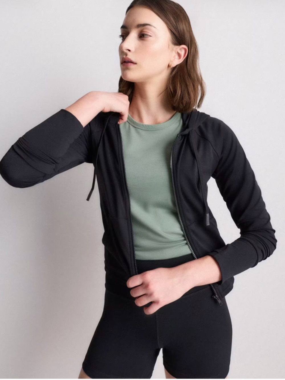 Quince Ultra-Form Hooded Crop Jacket Black S NWT - Picture 4 of 10